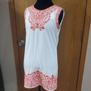 The Impeccable Pig Pink and White Embellished Sheath Mini Dress